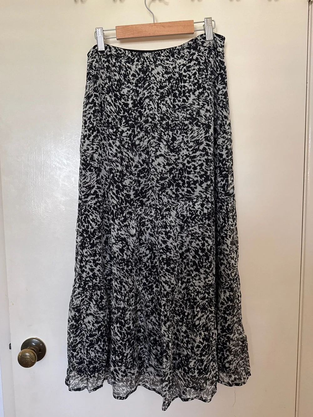 ba&sh Elliot Animal Print Midi Skirt - Black/White Size S